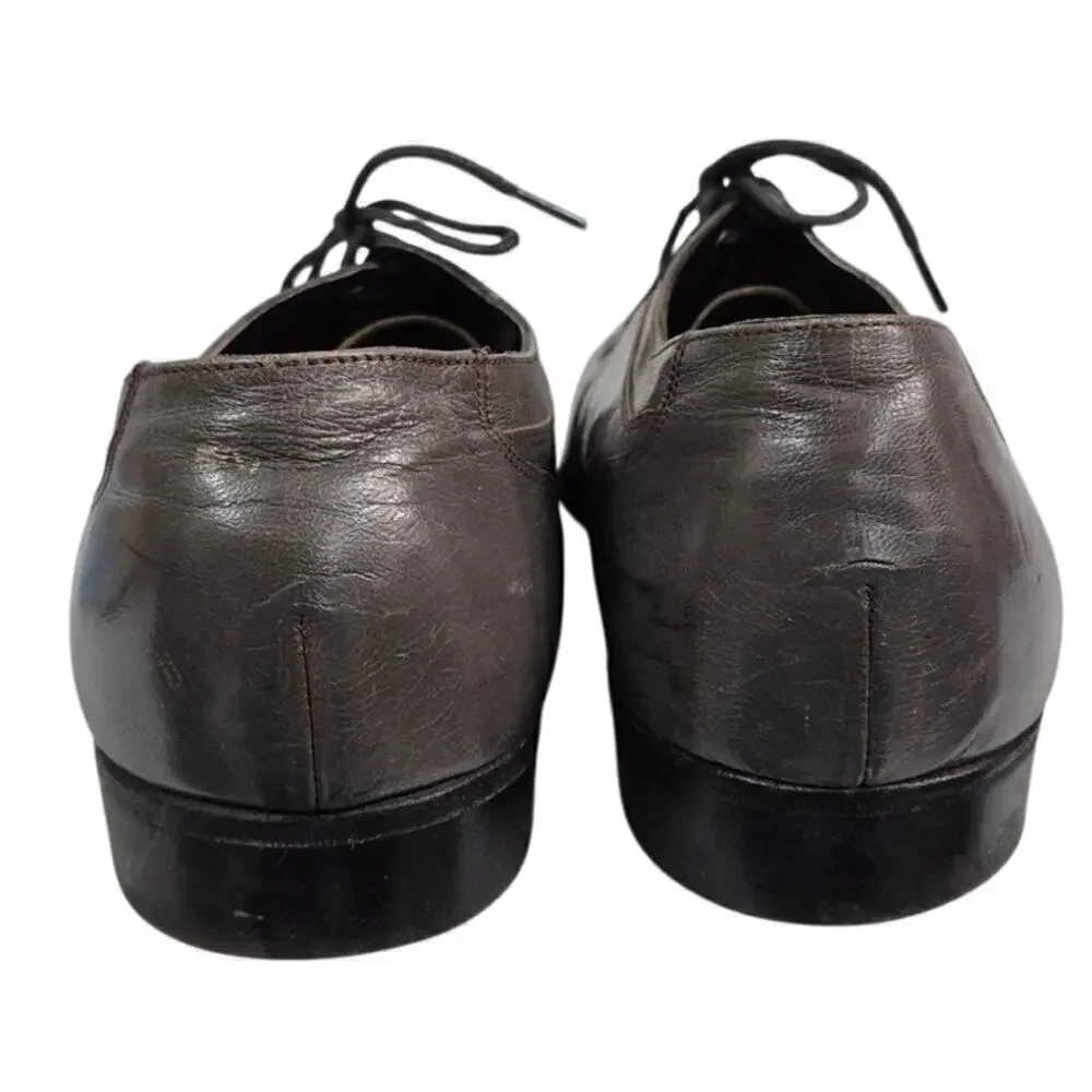 Vtg Florsheim Gray Leather Cap Toe Dress Shoe Flexible Insole Laceup Sz 11.5